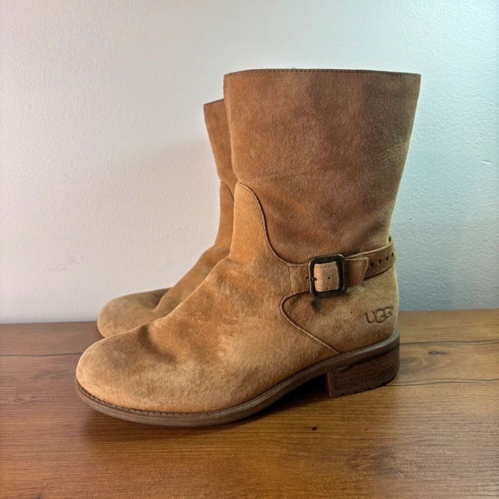 Ugg Australia Keppler Chestnut Suede Biker Boots Size 7